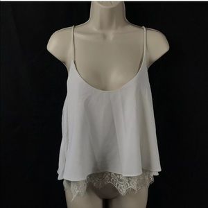 Zara White Lace Hem Top Small